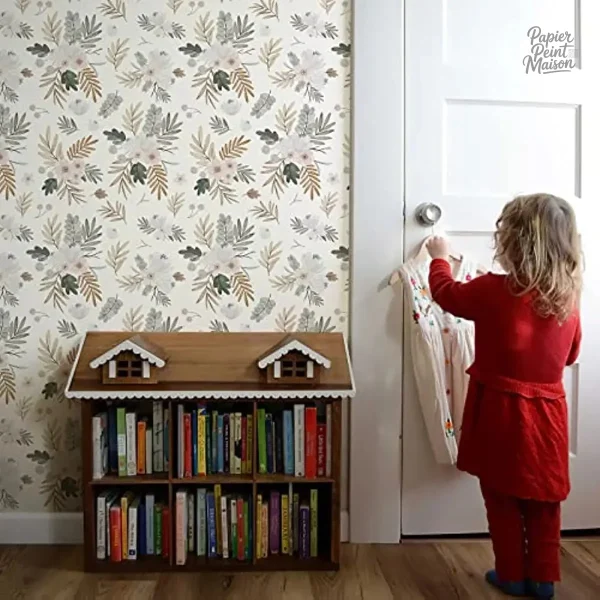 Papier peint chambre au motif végétal