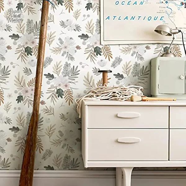 Papier peint à motifs botaniques pour intérieur