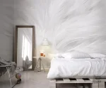 Beau papier peint à motif plume élégant et raffiné