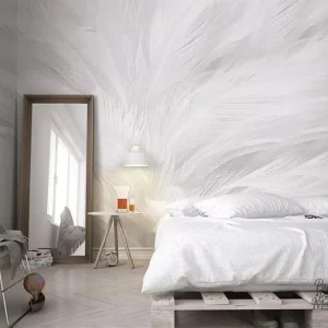 Beau papier peint à motif plume élégant et raffiné