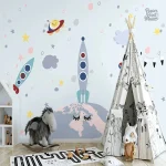 Papier peint chambre garçon, décoration murale colorée