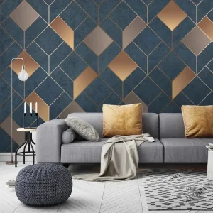 Papier peint géométrique aux motifs modernes et stylisés