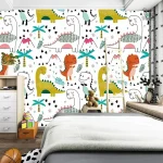 Motifs de dinosaures colorés pour chambre d'enfant