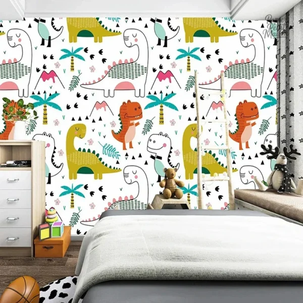 Motifs de dinosaures colorés pour chambre d'enfant