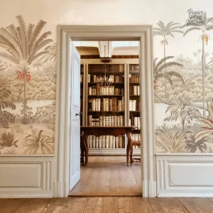 Fresque murale avec plantes et animaux de la jungle