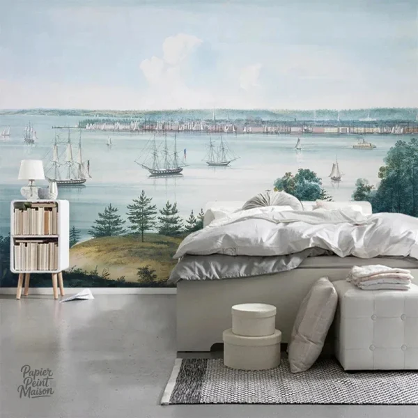 Frise papier peint mer avec motifs marins apaisants