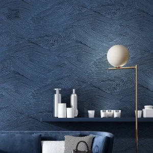 Papier peint japonais bleu, motif traditionnel et élégant