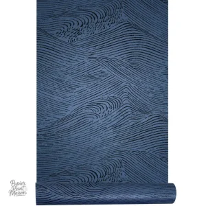 Papier peint bleu, design japonais, ambiance zen et apaisante