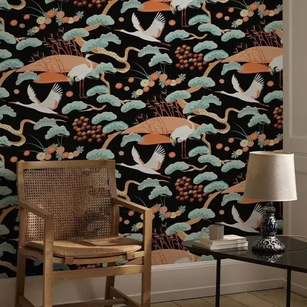 Papier peint Oiseaux, motifs colorés et naturels