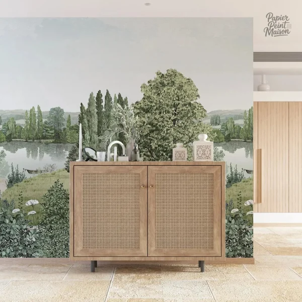 Décor mural forêt, design panoramique pour intérieur chaleureux
