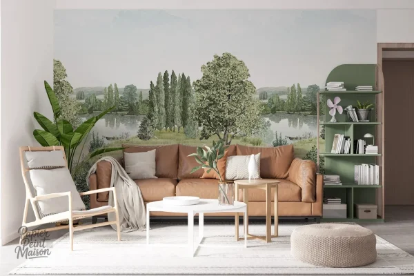 Décor forêt en papier peint, style naturel et élégant