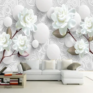 Papier peint 3D blanc pour une décoration moderne