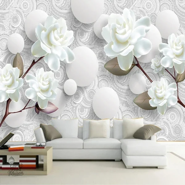 Papier peint 3D blanc pour une décoration moderne