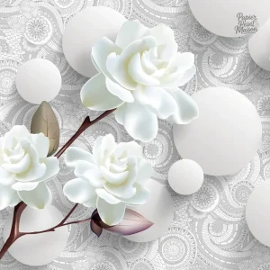 Papier peint texturé blanc, effet dimensionnel unique
