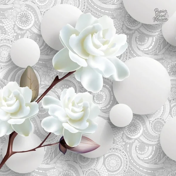 Papier peint texturé blanc, effet dimensionnel unique