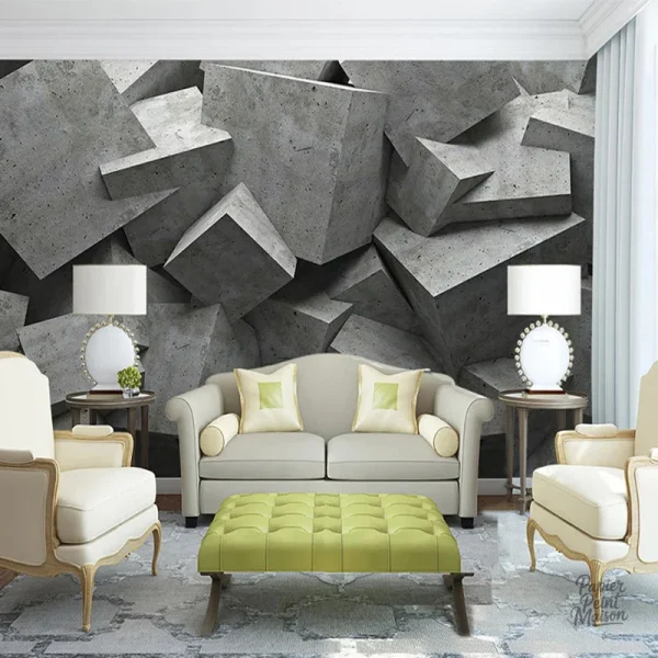 Revêtement mural 3D inspiré du béton, design contemporain