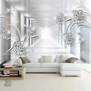 Papier peint 3D effet profondeur pour un intérieur moderne