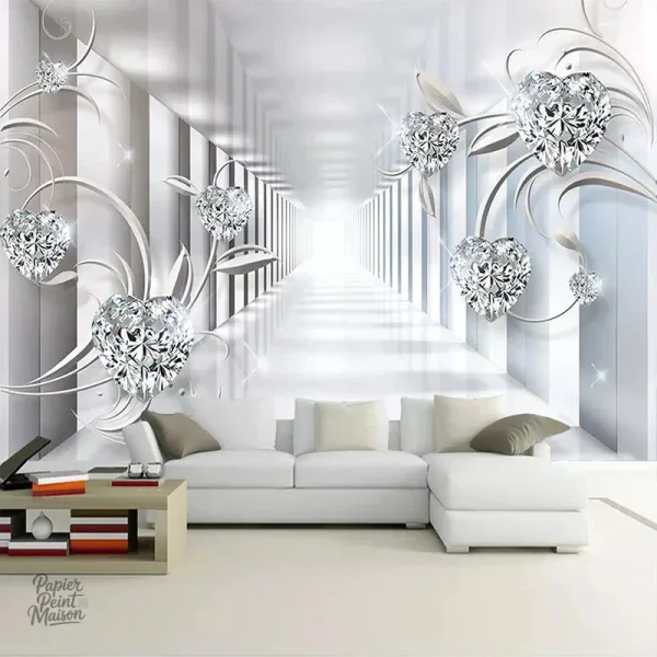 Papier peint 3D effet profondeur pour un intérieur moderne
