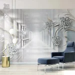 Papier peint 3D avec motif créant une illusion de profondeur