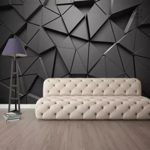 Papier peint 3D noir, design élégant pour décoration intérieure