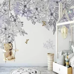 Papier peint fleuri avec motifs de fleurs colorées