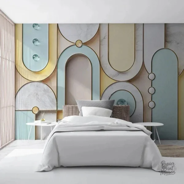 Papier peint abstrait aux motifs modernes et colorés