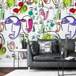 Papier peint abstrait coloré pour décoration intérieure