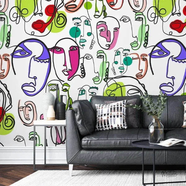 Papier peint abstrait coloré pour décoration intérieure