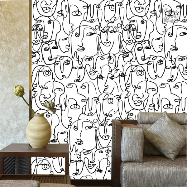 Papier peint abstrait noir et blanc au design moderne