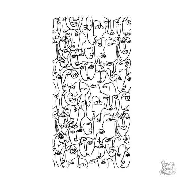 Papier peint graphique noir et blanc, style contemporain