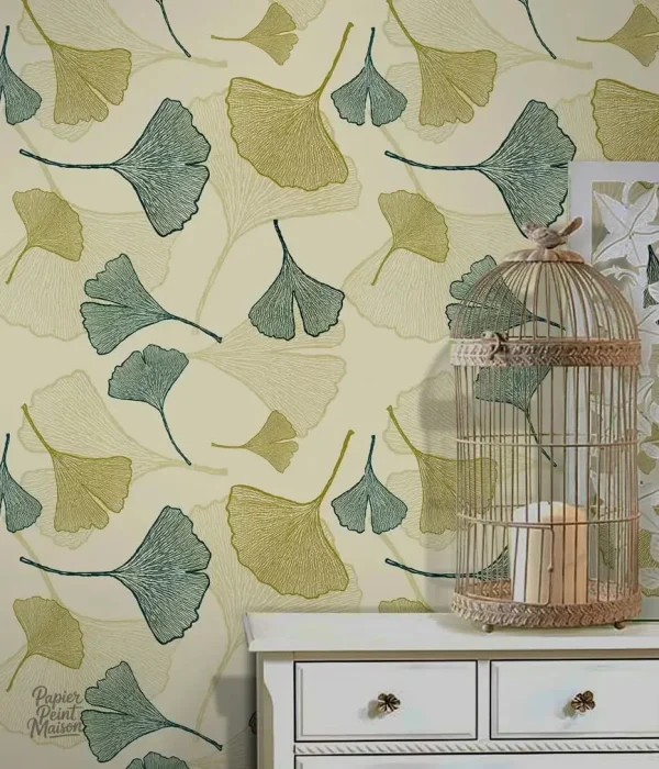 Papier peint adhésif feuillage vert tendance