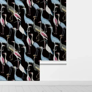 Papier peint design floral avec motifs d'oiseaux classiques