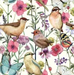 Papier peint oiseaux anglais avec motifs colorés