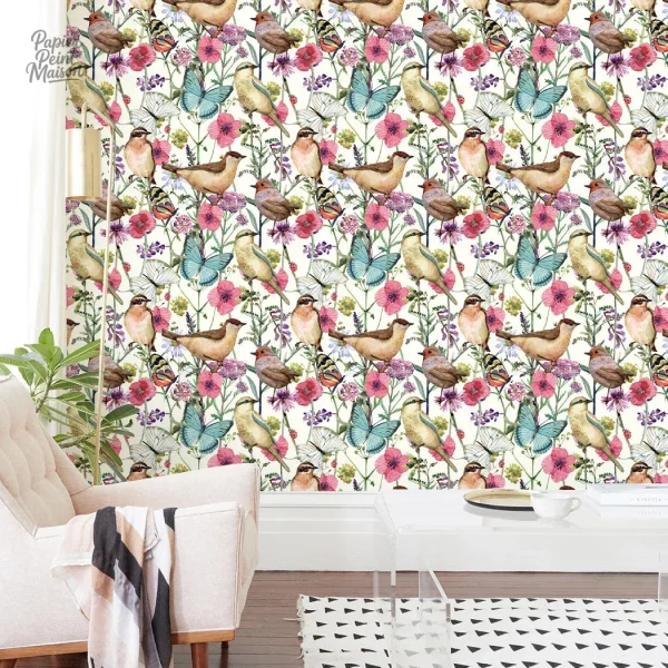 Motifs d'oiseaux sur fond anglais pour décoration intérieure