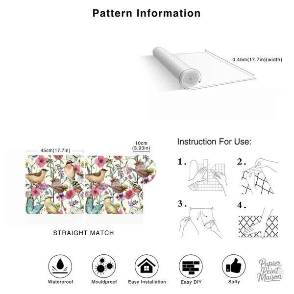 Papier peint décoratif avec design inspiré des oiseaux