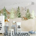 Papier peint animaux forêt, décor naturel et sauvage