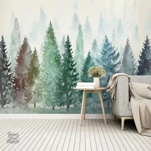 Papier peint animaux forêt pour chambre bébé