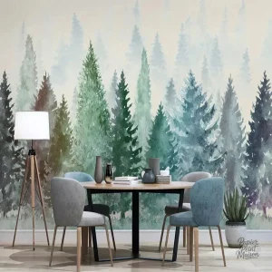 Papier peint forêt avec motifs d'animaux pour enfants