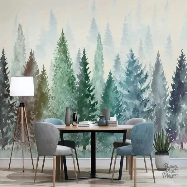 Papier peint forêt avec motifs d'animaux pour enfants