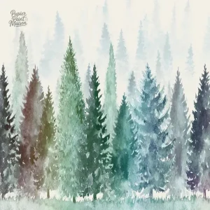Décoration murale bébé : papier peint forêt animalier