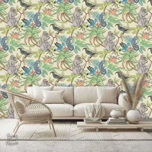 Papier peint inspiré de la nature, ambiance jungle animalière