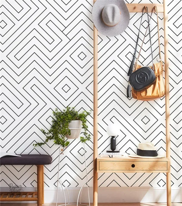 Papier peint avec motifs géométriques uniques et stylisés