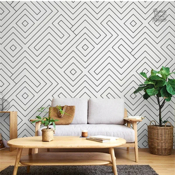 Papier peint tendance avec motifs abstraits géométriques