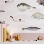 Motifs de poissons pour un papier peint scandinave