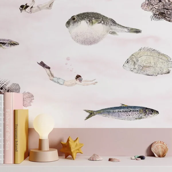 Motifs de poissons pour un papier peint scandinave