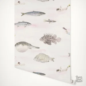 Papier peint avec design de poissons pour intérieur moderne