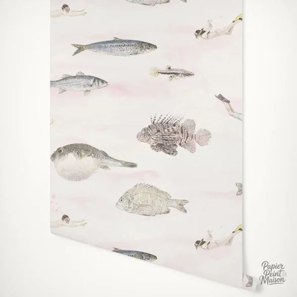 Papier peint avec design de poissons pour intérieur moderne