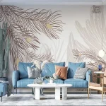 Papier peint décoratif avec motifs de feuillage verdoyant