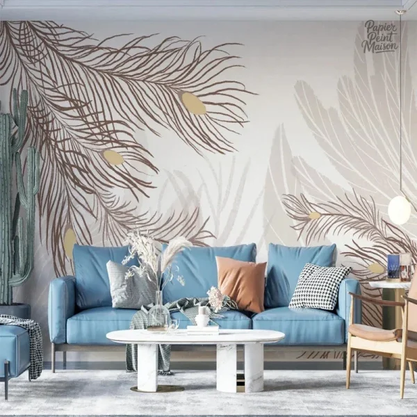 Papier peint décoratif avec motifs de feuillage verdoyant