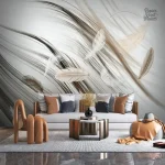 Papier peint 3D blanc, design moderne et épuré
